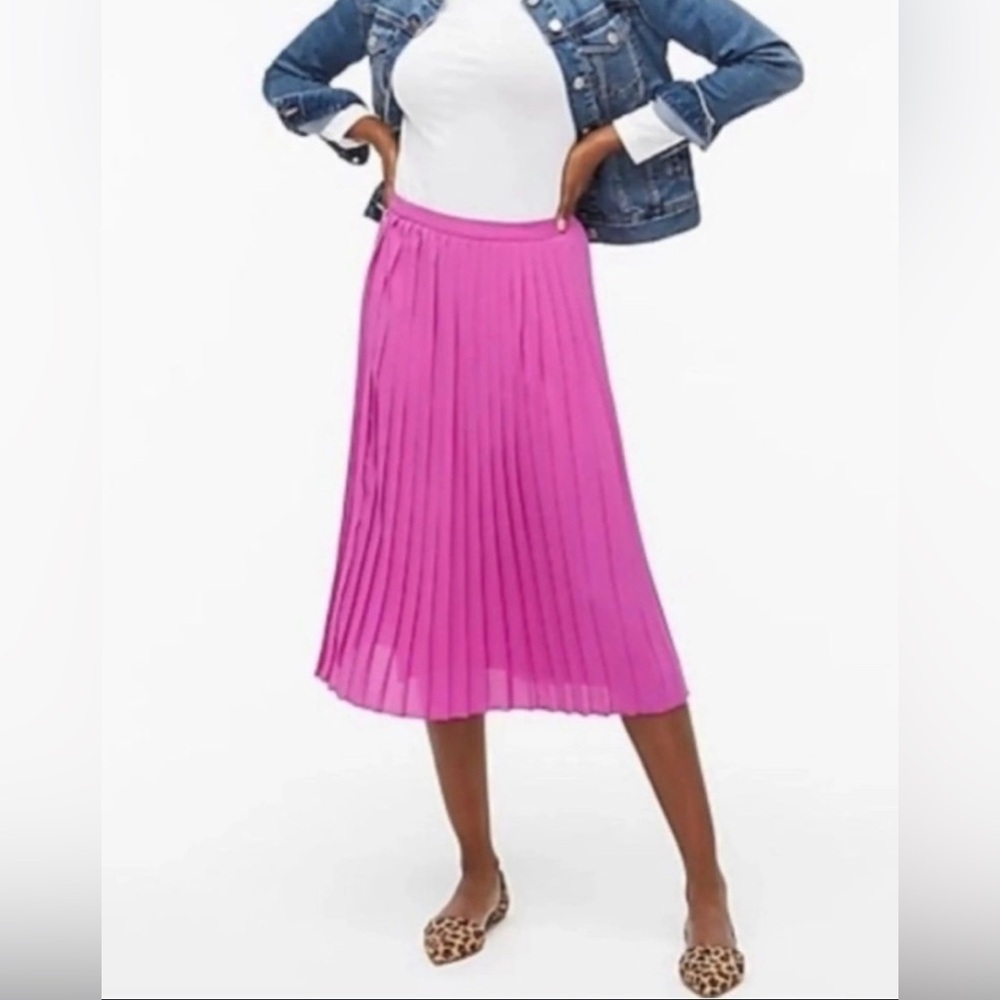 J Crew pleated midi skirt in neon Flamingo size 2